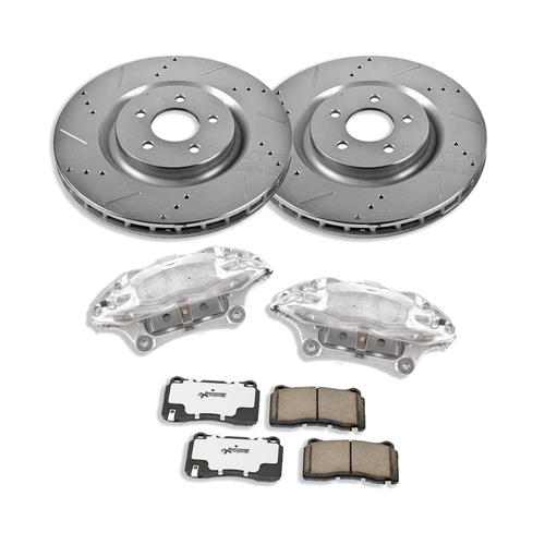 2007-2014 Mustang PowerStop Front Brake Kit - 4 Piston Calipers w/ 14" Drilled & Slotted Rotors