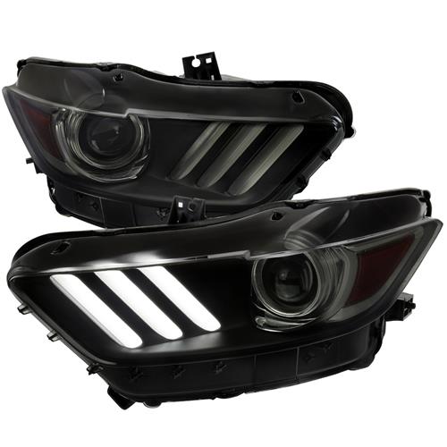 2015-2022 Mustang Spec-D Headlight Kit w/ Switchback Sequential LED Turn - Smoked