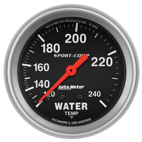 Auto Meter Sport Comp Water Temp Gauge - 2 5/8"
