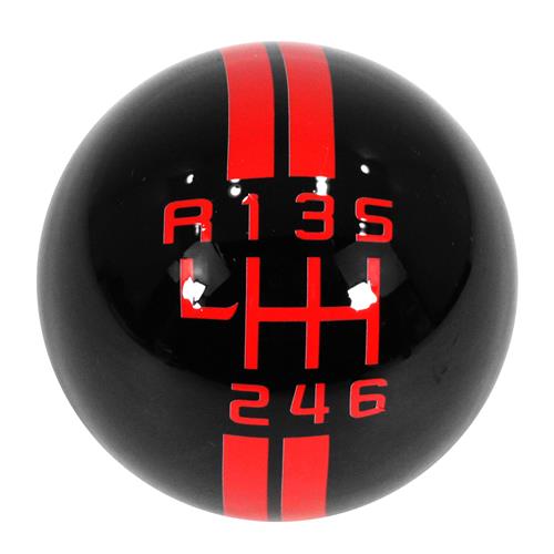 Mustang GT500 Style Shift Knob - Black w/ Red Shift Pattern (11-14)