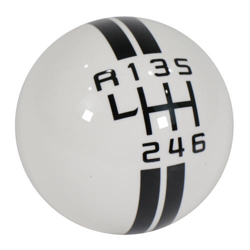 Mustang GT500 Style Shift Knob White w/ Black Shift Pattern (1114)