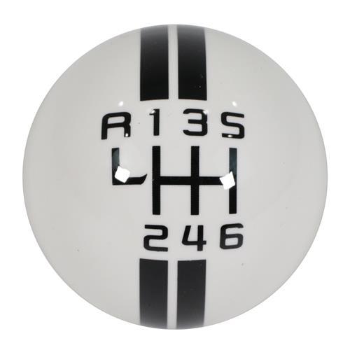 Mustang GT500 Style Shift Knob White w/ Black Shift Pattern (1114)