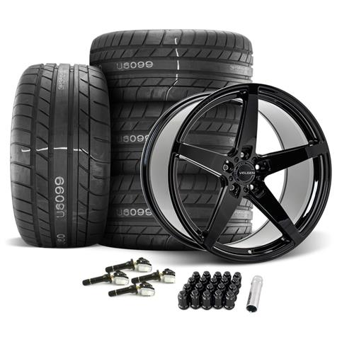 2015-2021 Mustang Velgen Classic5 V2 Wheel & MT Tire Kit - 20x10/11 - Gloss Black