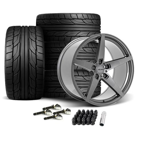 2015-2022 Mustang Velgen Classic5 V2 Wheel & Nitto Tire Kit - 20x10/11 - Gloss Gunmetal