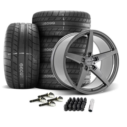 2015-2021 Mustang Velgen Classic5 V2 Wheel & MT Tire Kit - 20x10/11 - Gloss Gunmetal