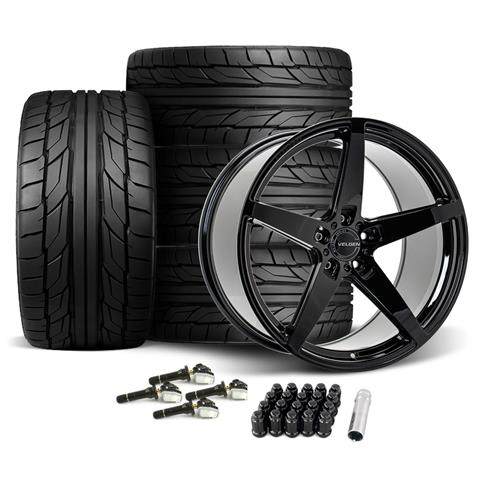 2015-2021 Mustang Velgen Classic5 V2 Wheel & Nitto Tire Kit - 20x10/11 - Gloss Black