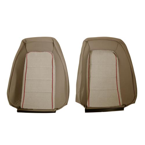 1985-86 Mustang TMI Sport Seat Cloth Upholstery Kit  - Sand Beige w/ Red Welt Hatchback