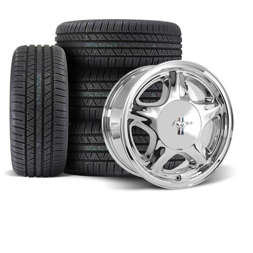 1979-93 Mustang Pony Wheel & Tire Kit - 16x7 - Chrome Cooper Zeon RS3-G1