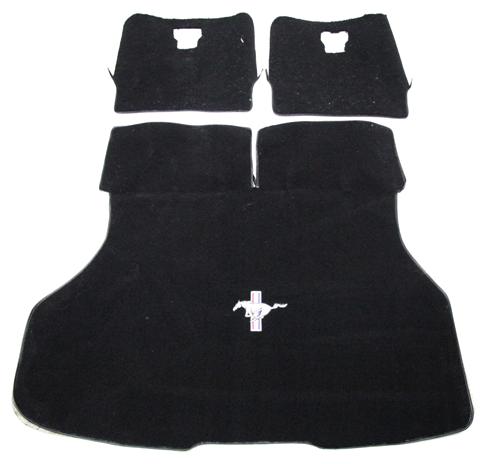 1987-93 Mustang ACC Hatch Area Carpet with Running Pony Logo Black