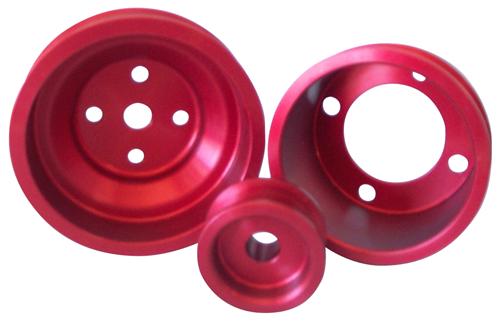 1979-93 Mustang ASP Aluminum Underdrive Pulley Kit Red 5.0