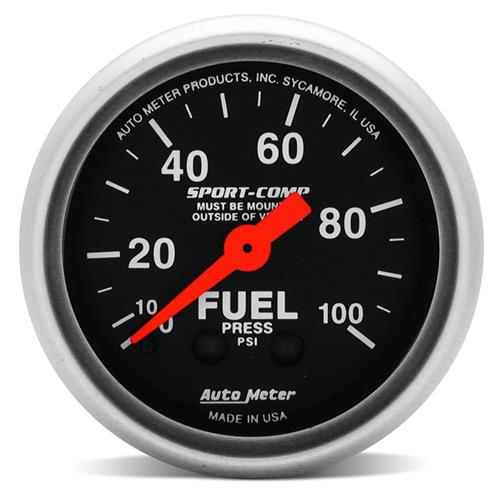 Auto Meter Sport Comp Mechanical Fuel Pressure Gauge - 2 1/16