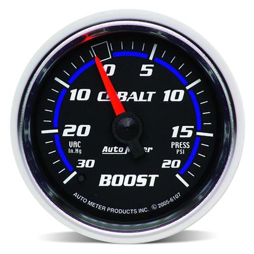 Auto Meter Cobalt Vacuum/Boost Pressure Gauge 20 PSI Mechanical, 2 1/16"