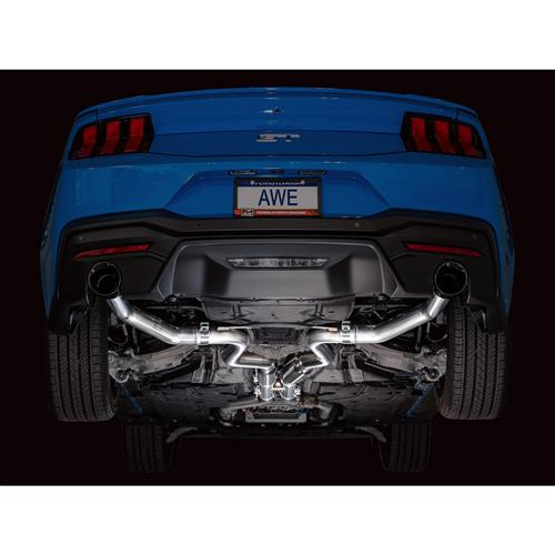 2024 Mustang AWE Track Muffler Delete Cat Back Exhaust  - Black Tips GT