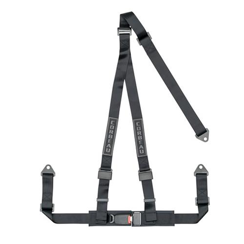Mustang Corbeau 3 Point Bolt In Harness - Black