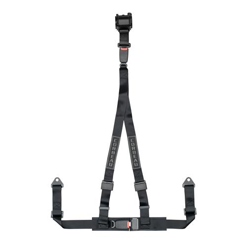 Mustang Corbeau 3 Point Bolt In Retractable Harness - Black