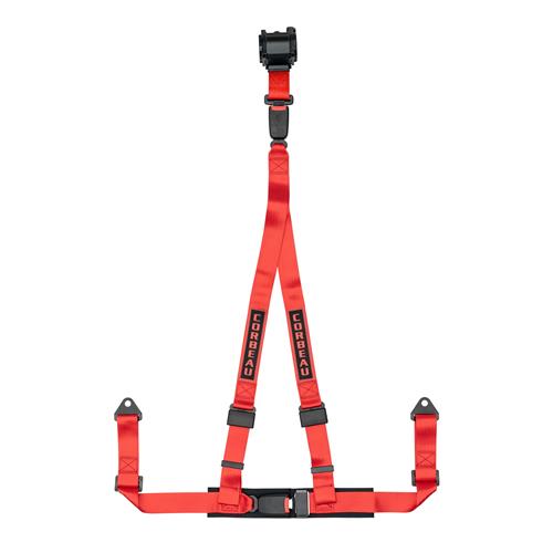 Corbeau 3 Point Bolt In Retractable Harness - Red
