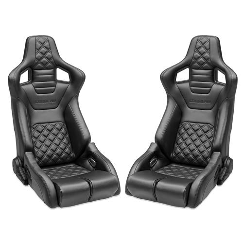 Corbeau RRB Pair - Diamond Pattern  - Black Vinyl w/ Black Stitching