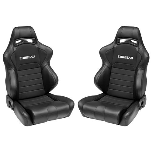 Mustang Corbeau LG1 Cloth Seat Pair - Black