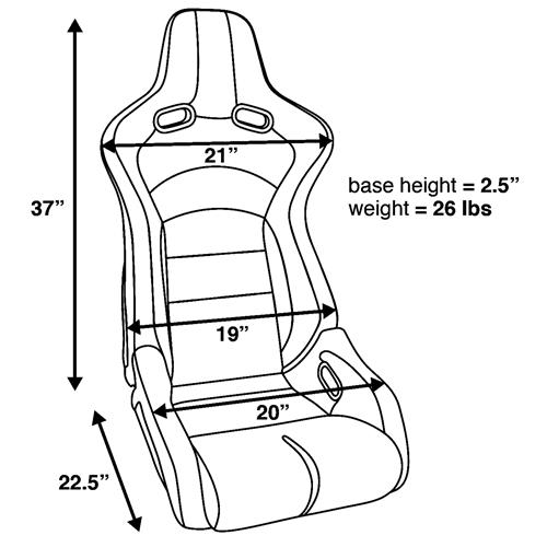 Corbeau Sportline RRB Reclining Seat Pair - Black Cloth/Vinyl 84901