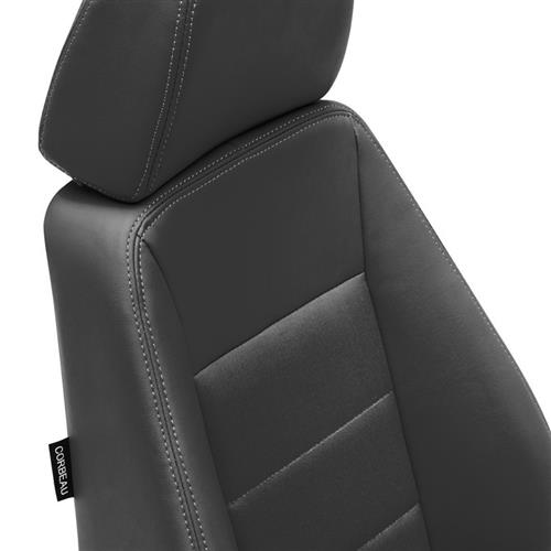 Black Corbeau Vinyl Sport Seat Pair - Cloth Insert