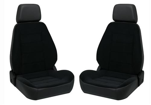 Corbeau Sport Seat Pair - Black Vinyl/Black Cloth Insert