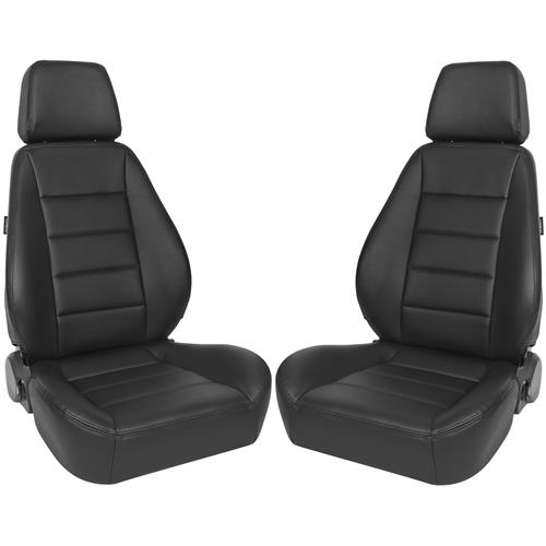 NEW 1 PAIR BLACK & WHITE PVC LEATHER RECLINABLE RACING SEATS FOR ALL FORD * 
