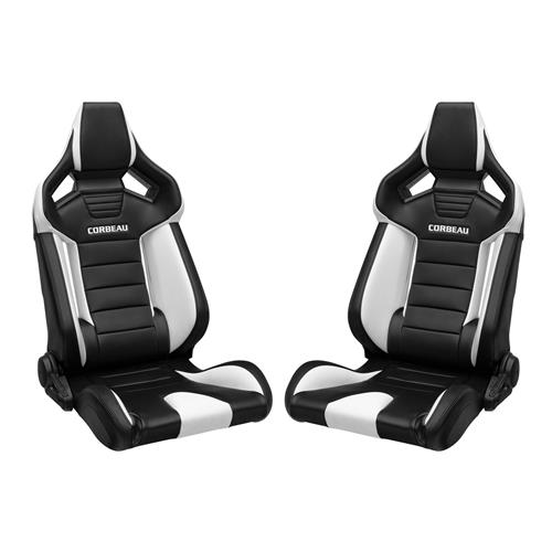 Corbeau FXR Racing Seat Pair - Vinyl - Black w/ White Inserts