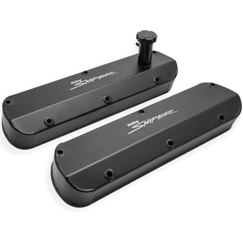 Mustang Holley Sniper Fabricated Tall Valve Covers  - Black
