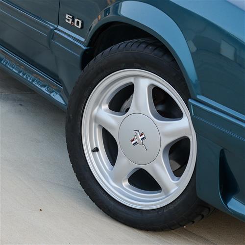 1979-93 Mustang 5 Lug Pony Wheel & Ford Licensed Center Cap - 17x9  - Silver