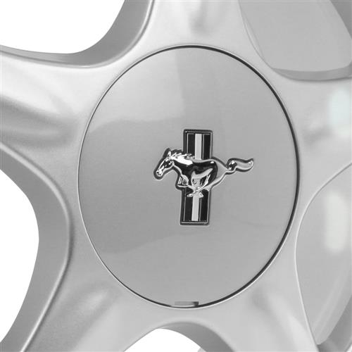 1979-93 Mustang 4 Lug Pony Wheel & Ford Licensed Center Cap Kit  - 17x8/10 - Silver