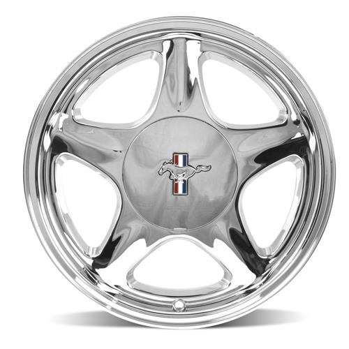 1979-93 Mustang 4 Lug Pony Wheel & Ford Licensed Center Cap - 17x10 - Chrome
