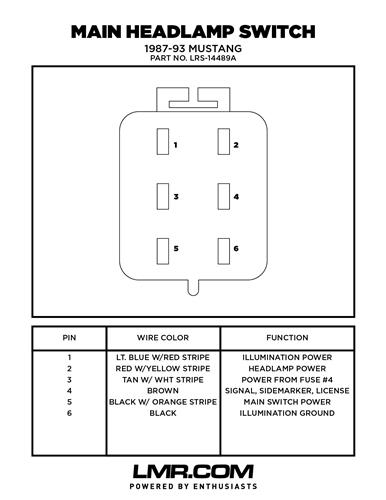 1987-93 Mustang Headlight Switch Connector