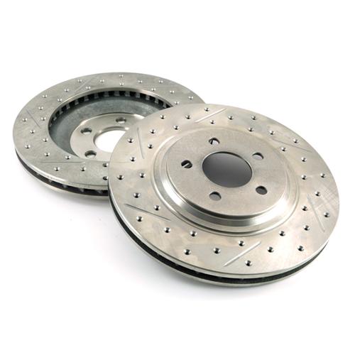 FRONT Drilled Slotted Brake Rotors & Ceramic Pads For 1994-1998 Ford Mustang 