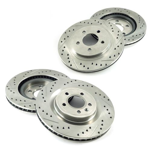 For 2011-2014 Ford Mustang 5.0 FRONT & REAR Drilled Slotted Brake Rotors 