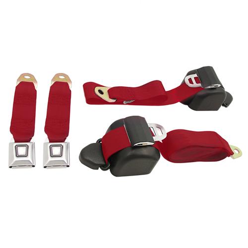Mustang Front Seat Belt Set Scarlet Red (9093) LMR