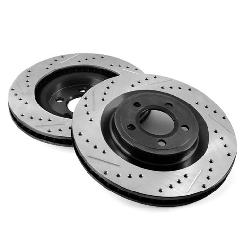 Mustang Front Brake Rotors 14" Drilled & Slotted (1518) Ecoboost PP/GT