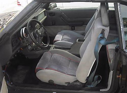 1985-86 Mustang TMI Sport Seat Upholstery - Cloth  - Gray w/ Red Welt Hatchback