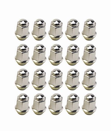 Set of 20 Chrome Bulge Acorn Lug Nuts 1/2" Thread Fits Ford Mustang GT 1984-2014 