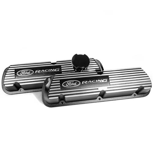 Mustang Ford Racing Short Valve Covers w/ Ford Racing Logo - Black