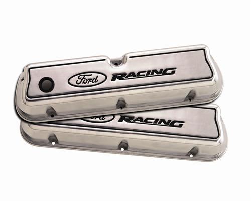 Mustang Ford Racing Logo Tall Valve Covers - Polished