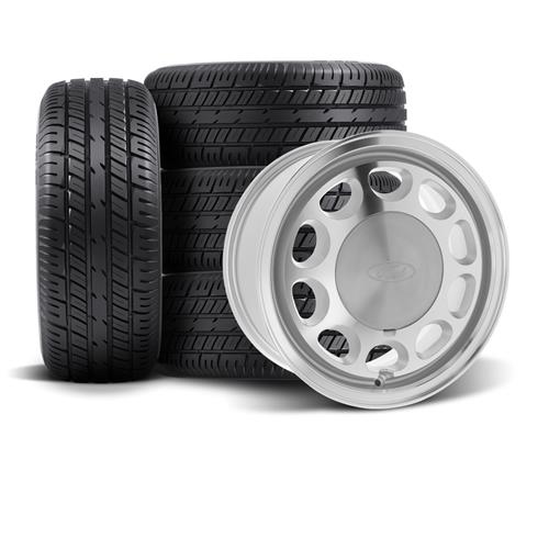 1979-93 Mustang 10-Hole Wheel & Tire Kit - 15x7/9 - Machined - M/T Sportsman/ET Street