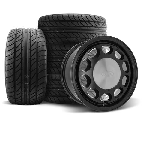1979-93 Mustang 10-Hole Wheel & Tire Kit - 15x7 - Black - Ohtsu Tires