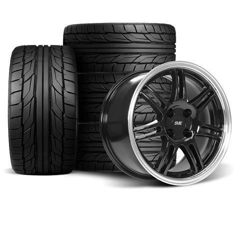 1979-93 Mustang SVE 4 Lug Anniversary Wheel & Nitto Tire Kit  - 17x9 - Black W/ Machined Lip