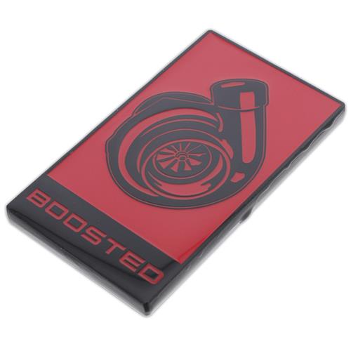 MF-Auto Designs Mustang Boosted Emblem - Red w/ Black (15-21)