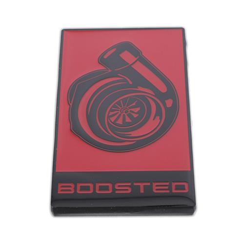 MF-Auto Designs Mustang Boosted Emblem - Red w/ Black (15-21)