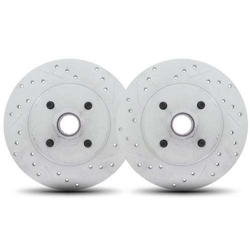 1987-93 Mustang Front Brake Rotors - 11" - 4 Lug  - Drilled & Slotted 5.0