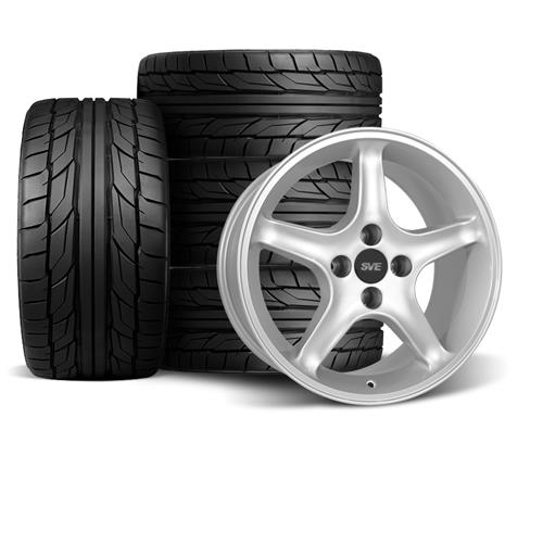 SVE Mustang Cobra R Wheel & Tire Kit - 17x8 - Silver (79-93) Nitto NT555 G2