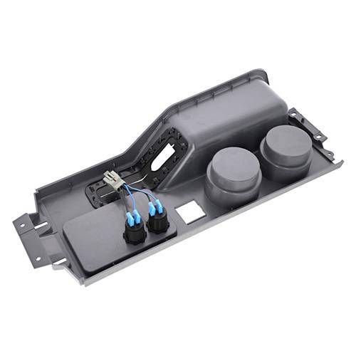 Panel, Console Cup Holder Top, Incl Parking Brake Boot, Smoke Gray, Incl 2 Cup  Holders, 12v Power Socket, Usb Power Port, 1 Pre Wired Factory Connector,  Surface Grain Texture Is Exactly Like
