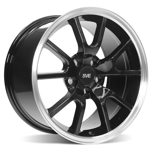 SVE Mustang FR500 Wheel - 17X9 - Black w/ Machined Lip (94-04)