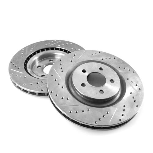 2015-23 Mustang Front Brake Rotors - 14" - Drilled & Slotted Ecoboost PP/GT
